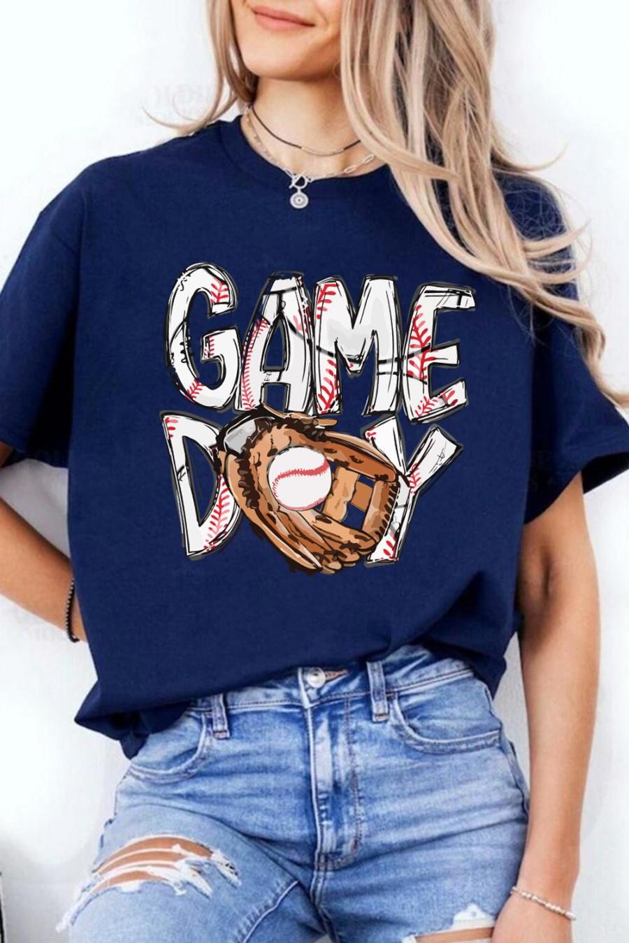 Tees & Tanks | Blue Gamy Day Baseball Crewneck T Shirt - Women