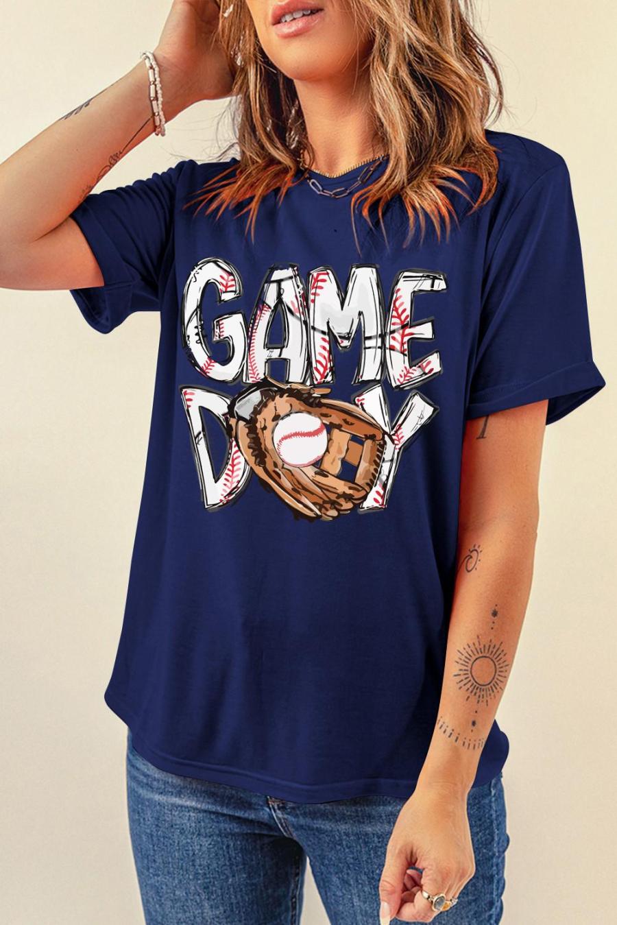 Tees & Tanks | Blue Gamy Day Baseball Crewneck T Shirt - Women