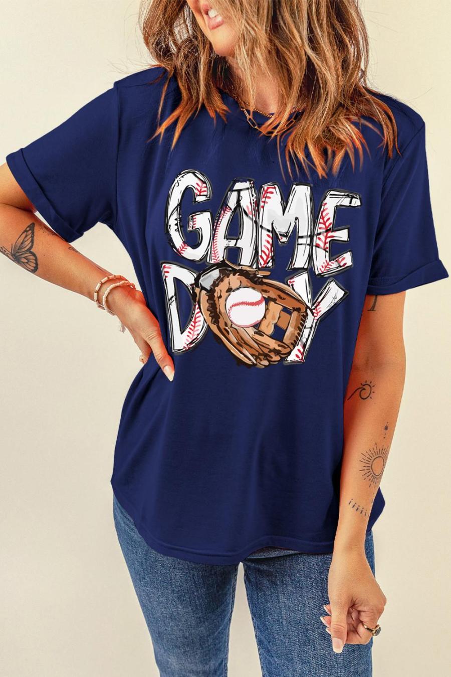 Tees & Tanks | Blue Gamy Day Baseball Crewneck T Shirt - Women