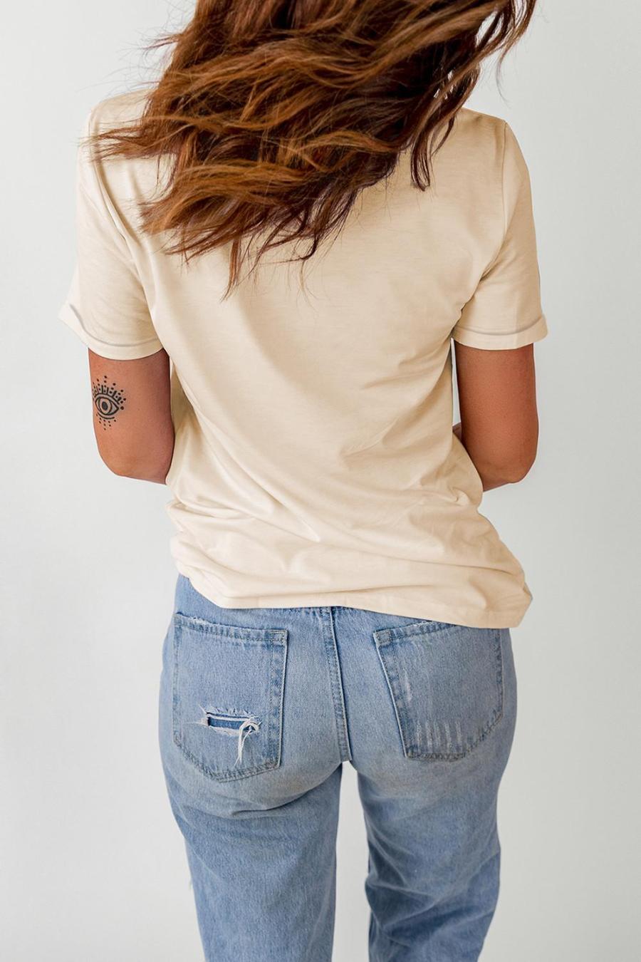 Tees & Tanks | Khaki Band Tee Casual Short Sleeve Crew Neck Graphic T Shirt - Women