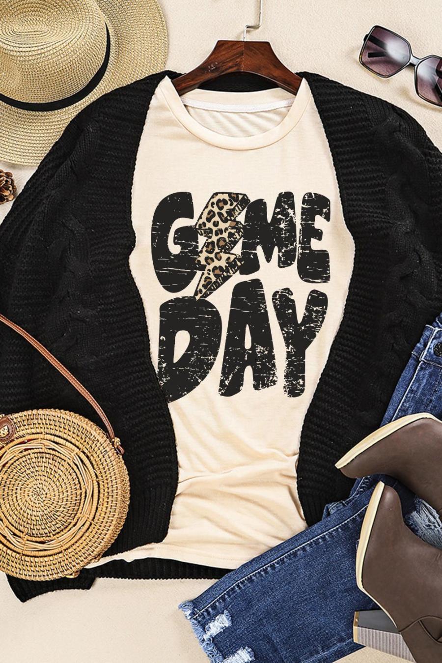 Tees & Tanks | Khaki Game Day Football Season Casual Graphic T Shirt - Women