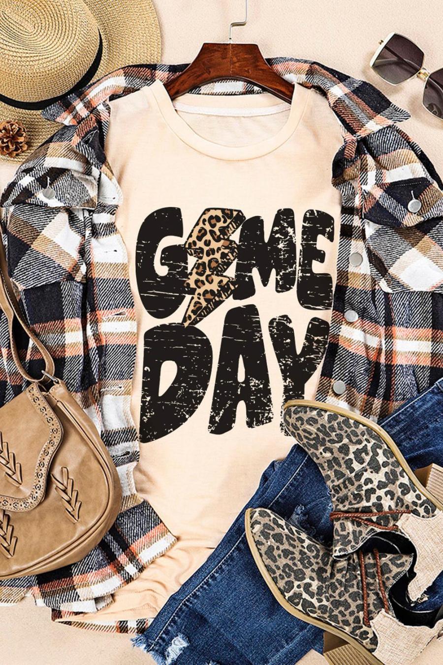 Tees & Tanks | Khaki Game Day Football Season Casual Graphic T Shirt - Women