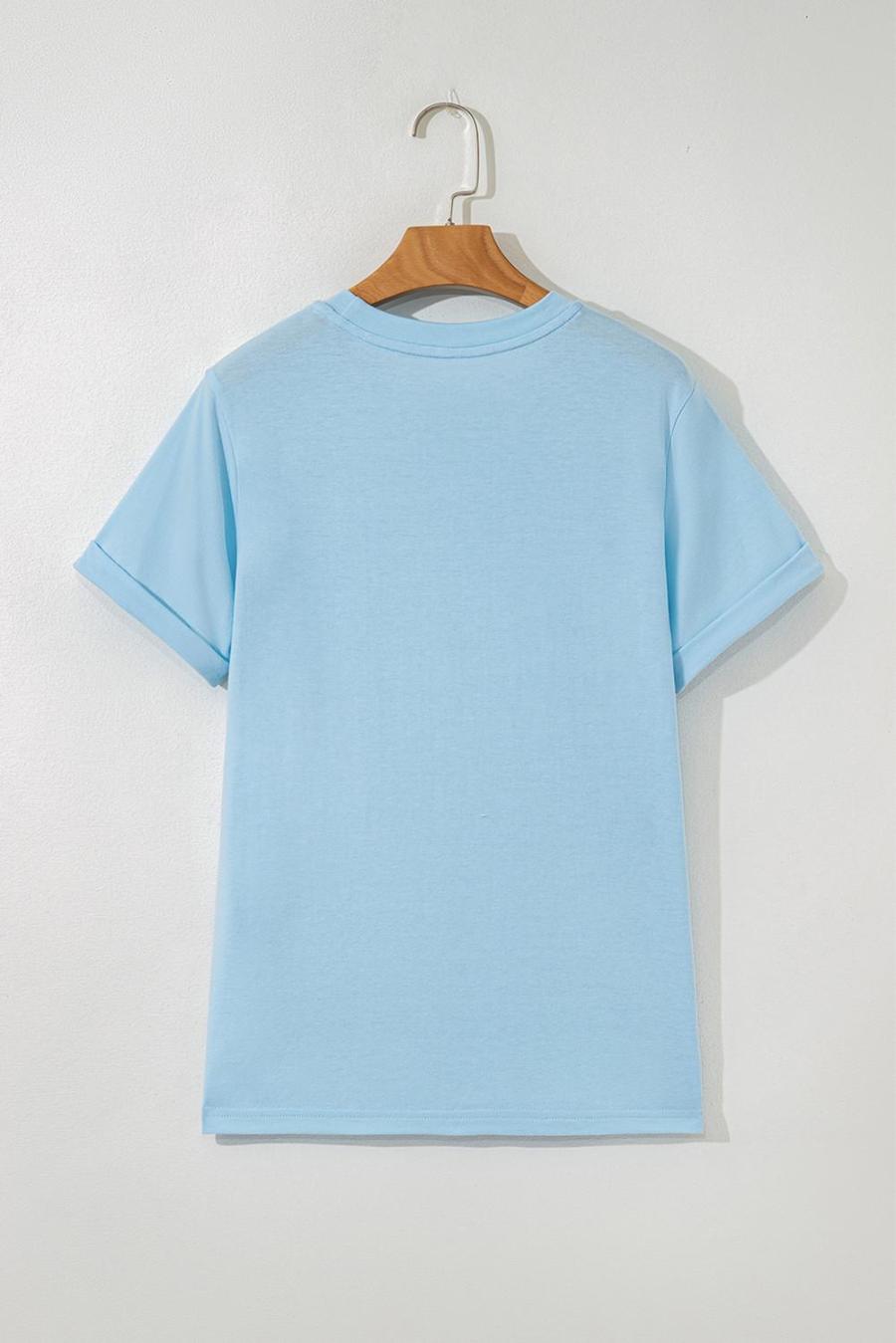 Tees & Tanks | Light Blue Baseball Sequin Patched Casual T Shirt - Women