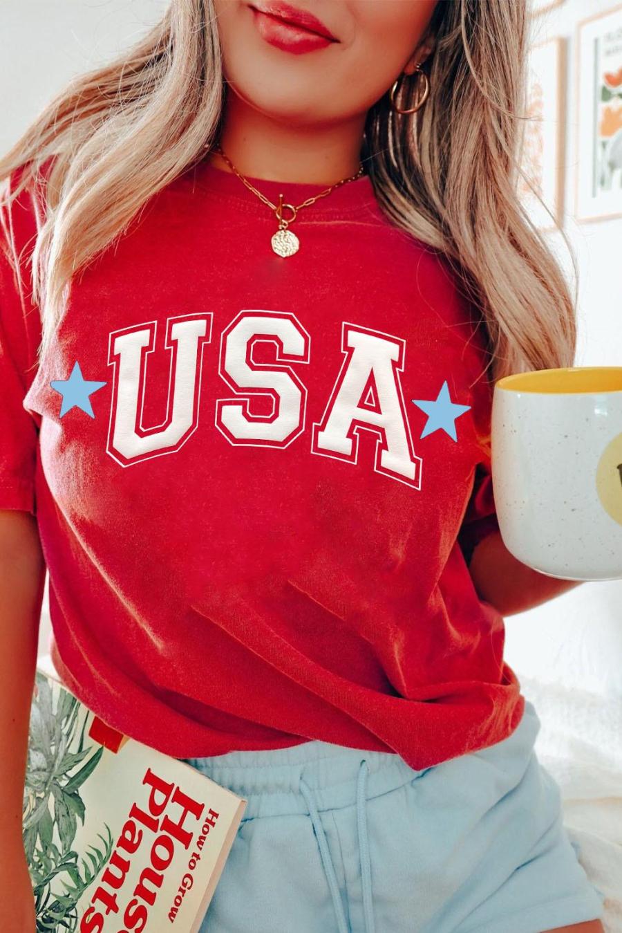 Tees & Tanks | Red Star Usa Print Crewneck T Shirt - Women