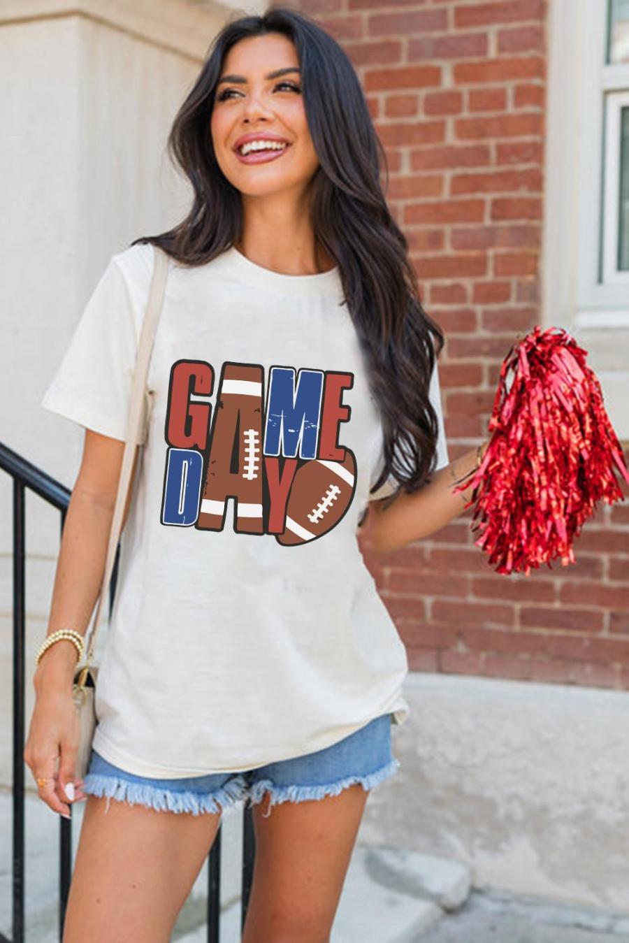 Tees & Tanks | White Game Day Football Letter Graphic T Shirt - Women