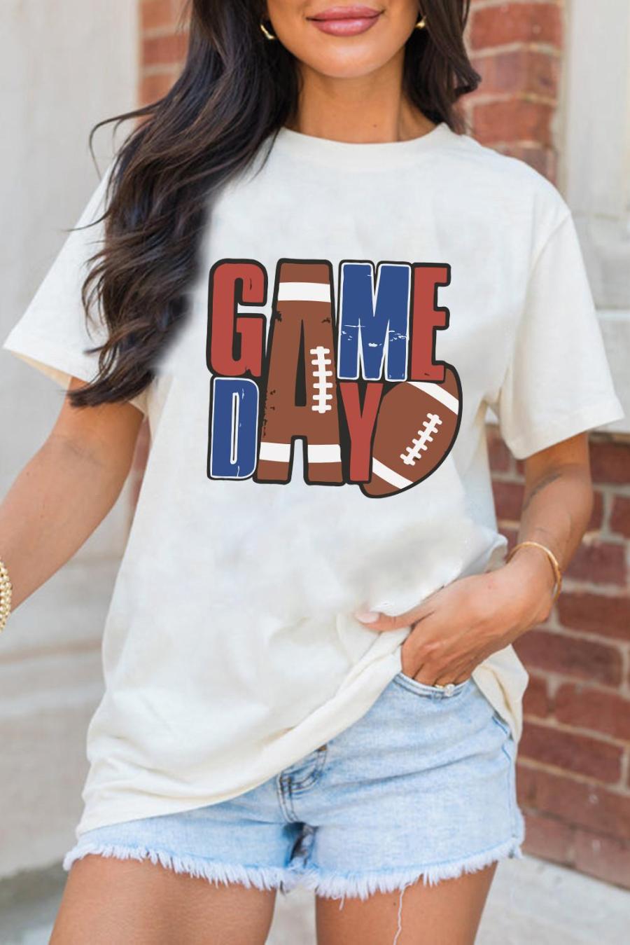 Tees & Tanks | White Game Day Football Letter Graphic T Shirt - Women